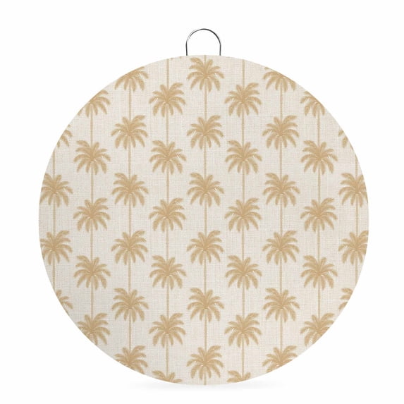 Welcome Sign for Front Door, Brown Palm Trees Round Metal Wall Art Wreaths, Tropical Summer Seaside Rustic Outdoor Indoor Wall Hanging Sign for Porch Decor Housewarming Gifts 5.9 Inch