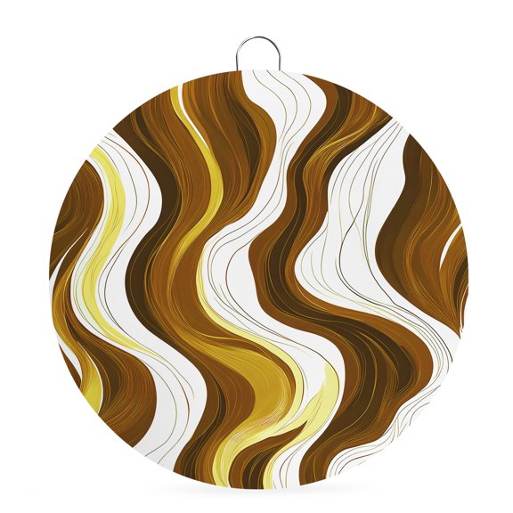 Welcome Sign for Front Door,Brown Stripe Round Metal Welcome Front Porch Decor,Gold Geometric White Coastal Wave Modern Ocean Wall Hanging Sign for Living Room Kitchen Hallway Housewarming Gift 6''