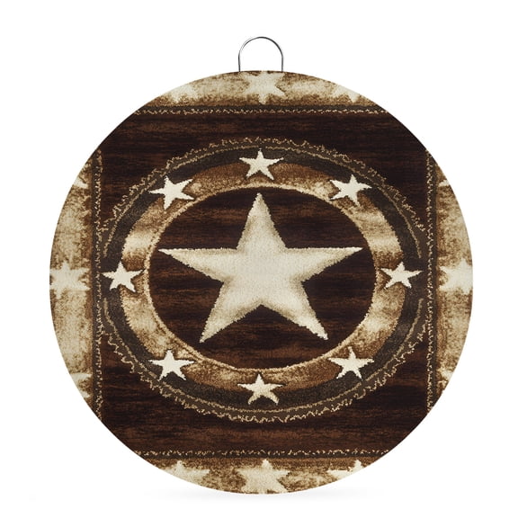 Welcome Sign for Front Door, Brown Texas Star Western Round Metal Welcome Front Porch Decoration, Country Retro Wooden Entryway Wall Hanging Sign for Living Room Kitchen Hallway Housewarming Gift 6''