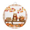 thumbnail image 1 of Welcome Sign for Front Door, Cat Pumpkins Fall Round Metal Wall Art Wreaths, Thanksgiving Leaves Checkered Outdoor Indoor Wall Hanging Sign for Porch Decor Housewarming Gifts 7.9 Inch, 1 of 8