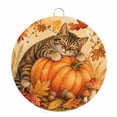 thumbnail image 1 of Welcome Sign for Front Door, Cat Pumpkins Thanksgiving Round Metal Wall Art Wreaths, Fall Maple Leaves Vintage Art Outdoor Indoor Wall Hanging Sign for Porch Decor Housewarming Gifts 7.9 Inch, 1 of 8