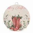 thumbnail image 1 of Welcome Sign for Front Door, Christmas Round Metal Wall Art Wreaths, Farmhouse Vintage Red Boots Berry Leaves Outdoor Indoor Wall Hanging Sign for Porch Decor Housewarming Gifts 5.9 Inch, 1 of 8