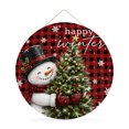 thumbnail image 1 of Welcome Sign for Front Door, Christmas Snowman Round Metal Wall Art Wreaths, Funny Xmas Tree Snowflake Red Black Plaid Outdoor Indoor Wall Hanging Sign for Porch Decor Housewarming Gifts 11.8 Inch, 1 of 8