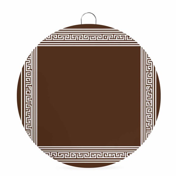Welcome Sign for Front Door,Coffee Brown Greek Key Round Metal Welcome Front Porch Decor,Geometric Greece Ancient Farmhouse Geo Wall Hanging Sign for Living Room Kitchen Hallway Housewarming Gift 6''