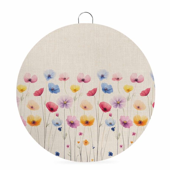Welcome Sign for Front Door,Colorful Floral Round Metal Welcome Front Porch Decoration,Spring Seasonal Botanical Wildflowers Wall Hanging Sign for Living Room Kitchen Hallway Housewarming Gift 6''