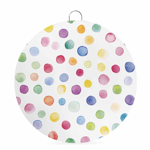 Welcome Sign for Front Door,Colorful Polka Dot Round Metal Welcome Front Porch Decoration,Rainbow Polka Dot Watercolor Entryway Wall Hanging Sign for Living Room Kitchen Hallway Housewarming Gift 6''
