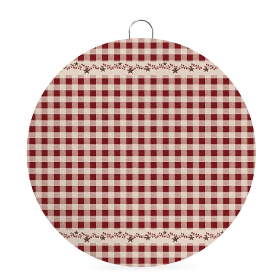 Welcome Sign for Front Door,Country Star Plaid Round Metal Welcome Front Porch Decoration,Retro Red American Farm Barn Berry Wall Hanging Sign for Living Room Kitchen Hallway Housewarming Gift 6''