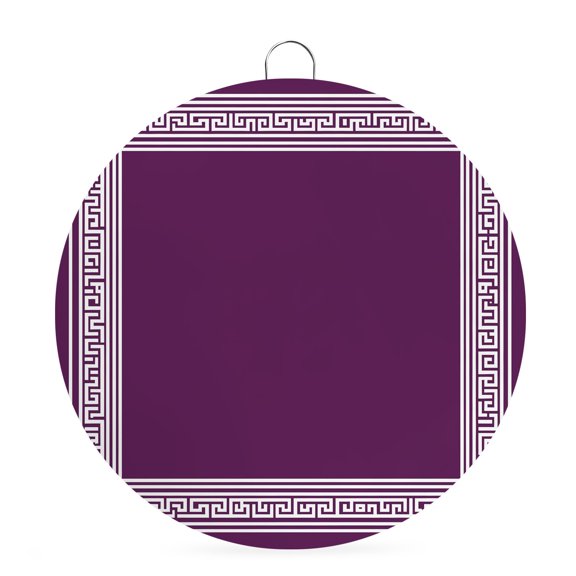 Welcome Sign for Front Door,Dark Purple Greek Key Round Metal Welcome Front Porch Decor,Geometric Greece Ancient Farmhouse Geo Wall Hanging Sign for Living Room Kitchen Hallway Housewarming Gift 6''