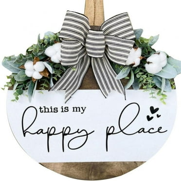 Welcome Sign for Front Door Decor Round Wood Wall Signs for Wooden Farmhouse Porch Hangers Spring Summer Autumn Hello Wreaths Decoration Housewarming Gift for Home Beach Restaurant Shop, 12''