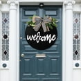 thumbnail image 1 of Welcome Sign For Front Door Decor - Welcome Wreaths For Front Door Signs - Black Rustic Farmhouse Welcome Sign - Front Porch Decor Front Door Decorations Spring/Winter/fall 12'', 1 of 7