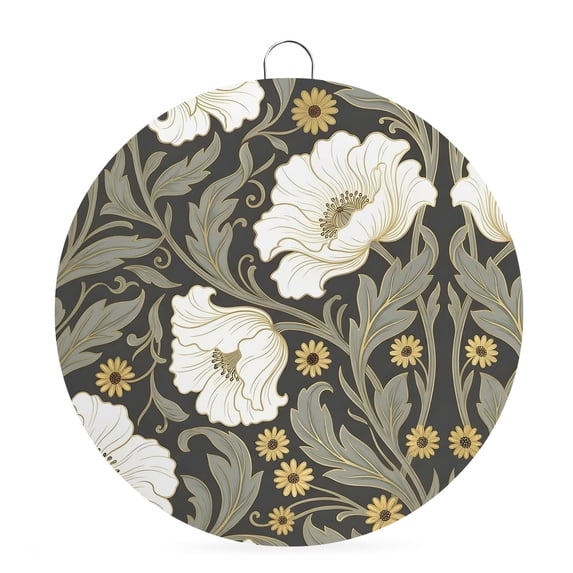 Welcome Sign Front Door Decorations, Abstract Flowers Round Wall Art Outdoor Metal Wreaths, Modern Farmhouse Floral Botanical Seasonal Hanging Sign for Home Porch Decor Warming Gift 8 In