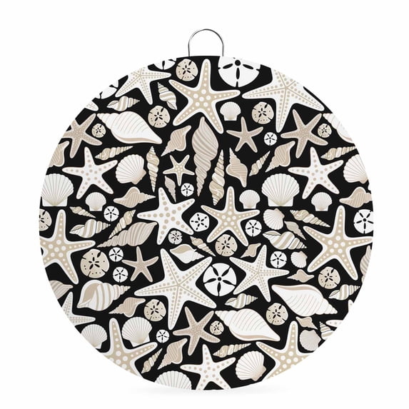 Conch Shell Fod Welcome Sign Front Door Decorations, Black Coastal Round Wall Art ...
