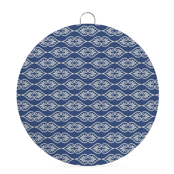 Welcome Sign Front Door Decorations, Blue Boho Round Wall Art Outdoor Metal Wreaths, Country Coastal Ethnic Abstract Motifs Art Seasonal Hanging Sign for Home Porch Decor Warming Gift 6 In