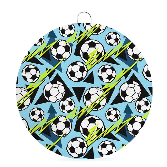 Welcome Sign Front Door Decorations, Blue Football Lightning Round Wall Art Outdoor Metal Wreaths, Modern Ball Sport Games Seasonal Hanging Sign for Home Porch Decor Warming Gift 6 In