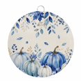 thumbnail image 1 of Welcome Sign Front Door Decorations, Blue Thanksgiving Round Wall Art Outdoor Metal Wreaths, Retro Fall Pumpkin Eucalyptus Maple Leaf Seasonal Hanging Sign for Home Porch Decor Warming Gift 8 In, 1 of 7