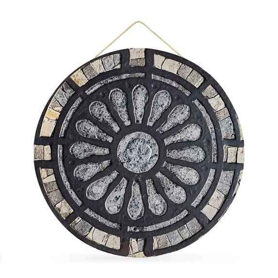 Welcome Sign Front Door Decorations, Boho Round Wall Art Outdoor Metal Wreaths, Retro Farmhouse Medallions Chic Floral Motifs Seasonal Hanging Sign for Home Porch Decor Warming Gift 12 In