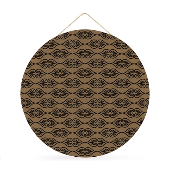 Welcome Sign Front Door Decorations, Brown Boho Round Wall Art Outdoor Metal Wreaths, Rustic Vintage Abstract Floral Motifs Seasonal Hanging Sign for Home Porch Decor Warming Gift 12 In