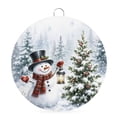 thumbnail image 1 of Welcome Sign Front Door Decorations, Christmas Snowman Round Wall Art Outdoor Metal Wreaths, Winter Xmas Pine Trees Snowy Scenery Seasonal Hanging Sign for Home Porch Decor Warming Gift 8 In, 1 of 8