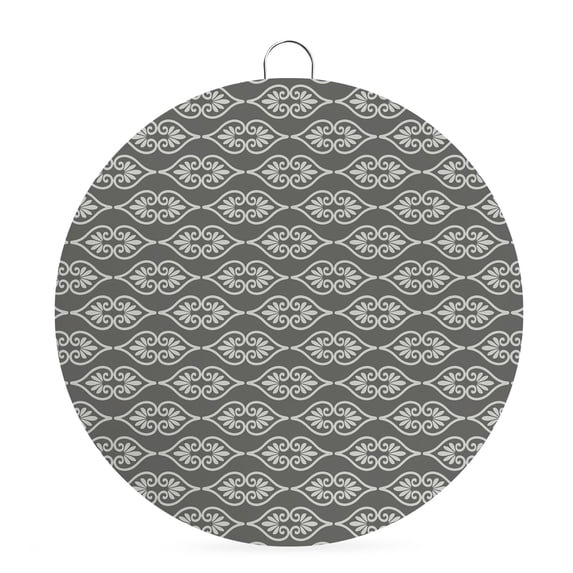Welcome Sign Front Door Decorations, Grey Boho Round Wall Art Outdoor Metal Wreaths, Farmhouse Neutral Chic Abstract Patterned Seasonal Hanging Sign for Home Porch Decor Warming Gift 6 In