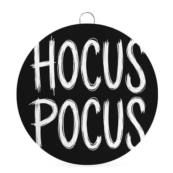 Welcome Sign Front Door Decorations, Halloween Round Wall Art Outdoor Metal Wreaths, Fall Modern Funny Letters Hocus Pocus Black Seasonal Hanging Sign for Home Porch Decor Warming Gift 6 In