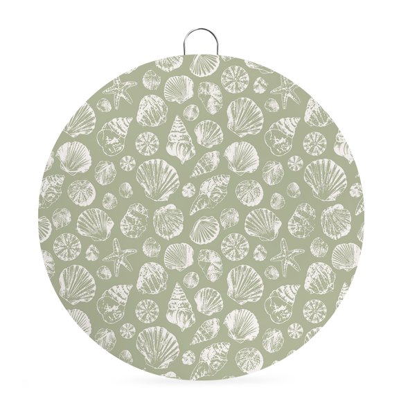 Welcome Sign Front Door Decorations, Marine Life Round Wall Art Outdoor Metal Wreaths, Nautical Ocean Starfish Conch Shells Sage Green Seasonal Hanging Sign for Home Porch Decor Warming Gift 6 In