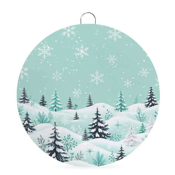 Welcome Sign Front Door Decorations, Mint Green Christmas Round Wall Art Outdoor Metal Wreaths, Snowflake Winter Xmas Trees Seasonal Hanging Sign for Home Porch Decor Warming Gift 6 In
