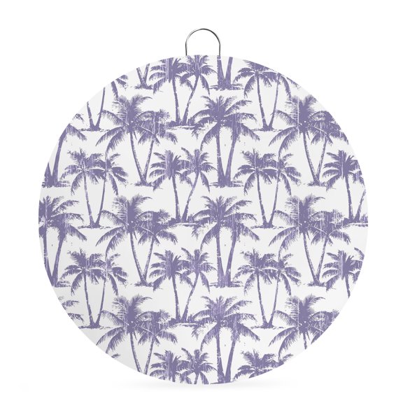 Welcome Sign Front Door Decorations, Purple Palm Tree Round Wall Art Outdoor Metal Wreaths, Summer Tropical Tree Coastal Beach Seasonal Hanging Sign for Home Porch Decor Warming Gift 6 In