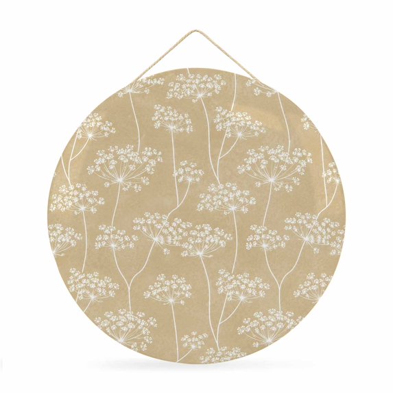 Welcome Sign Front Door Decorations, Rustic Botanical Round Wall Art Outdoor Metal Wreaths, Retro Farmhouse Floral Flowers Light Brown Seasonal Hanging Sign for Home Porch Decor Warming Gift 12 In