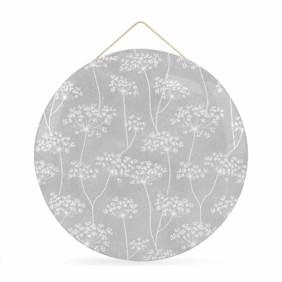 Welcome Sign Front Door Decorations, Spring Dandelion Round Wall Art Outdoor Metal Wreaths, Retro Farmhouse Wildflowers Rustic Gray Seasonal Hanging Sign for Home Porch Decor Warming Gift 12 In
