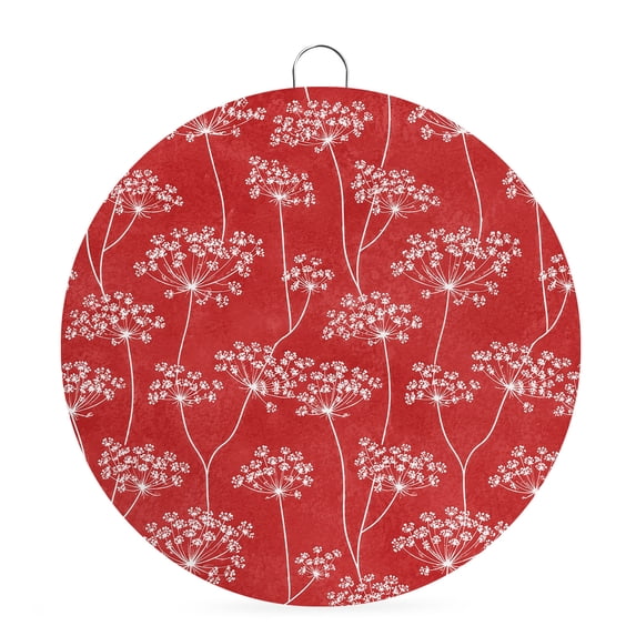 Welcome Sign Front Door Decorations, Spring Flowers Round Wall Art Outdoor Metal Wreaths, Retro Country Dandelion Floral Red Seasonal Hanging Sign for Home Porch Decor Warming Gift 8 In