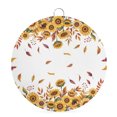 thumbnail image 1 of Welcome Sign for Front Door, Fall Sunflower Round Metal Wall Art Wreaths, Autumn Leaves Vintage Fruit Watercolor Outdoor Indoor Wall Hanging Sign for Porch Decor Housewarming Gifts 7.9 Inch, 1 of 8