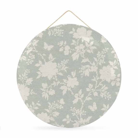 Welcome Sign for Front Door, Farmhouse Floral Round Metal Wall Art Wreaths, Spring Flowers Plants Vintage Green Outdoor Indoor Wall Hanging Sign for Porch Decor Housewarming Gifts 11.8 Inch