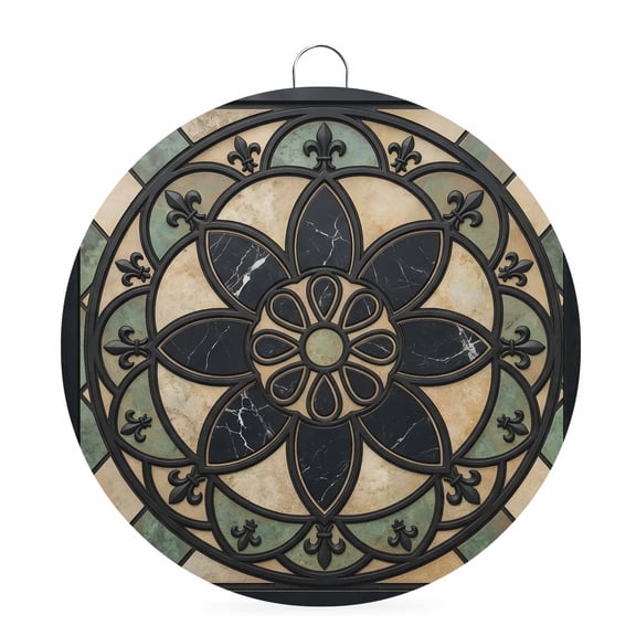 Welcome Sign for Front Door, Farmhouse Floral Round Metal Wall Art Wreaths, Vintage Neutral Flowers Geometric Outdoor Indoor Wall Hanging Sign for Porch Decor Housewarming Gifts 7.9 Inch