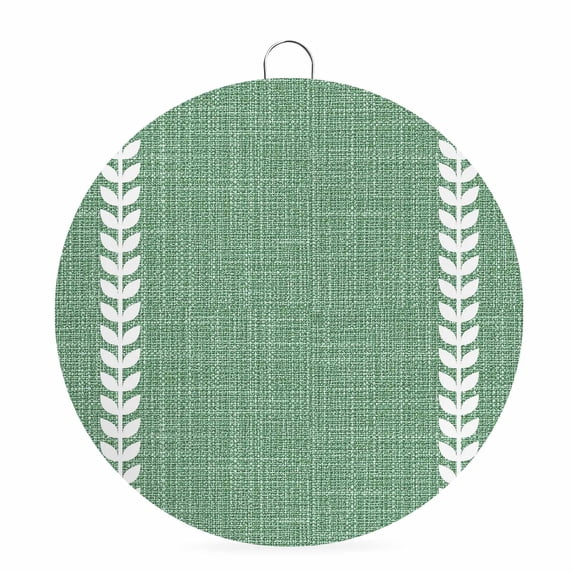 Welcome Sign for Front Door, Forest Sage Green Round Metal Wall Art Wreaths, Spring Botanical Lines Art Simple Outdoor Indoor Wall Hanging Sign for Porch Decor Housewarming Gifts 5.9 Inch