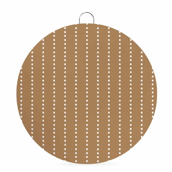 Welcome Sign for Front Door, Geometric Stripes Brown Round Metal Wall Art Wreaths, Polka Dots Abstract Farmhouse Outdoor Indoor Wall Hanging Sign for Porch Decor Housewarming Gifts 5.9 Inch