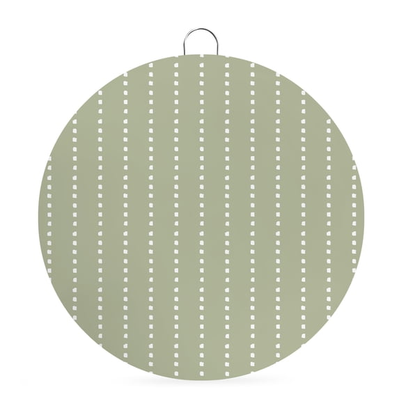 Welcome Sign for Front Door, Geometric Stripes Round Metal Wall Art Wreaths, Polka Dots Abstract Farmhouse Green Outdoor Indoor Wall Hanging Sign for Porch Decor Housewarming Gifts 5.9 Inch