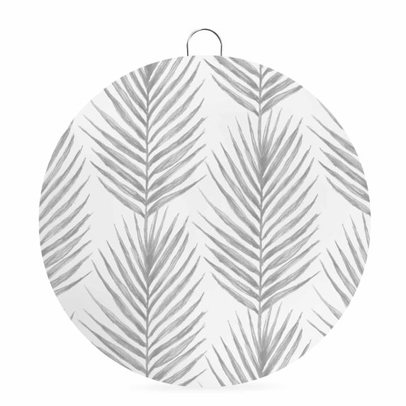 Welcome Sign for Front Door, Gray Palm Leaves Round Metal Wall Art Wreaths, Summer Tropical Tree Coastal Plants Outdoor Indoor Wall Hanging Sign for Porch Decor Housewarming Gifts 7.9 Inch