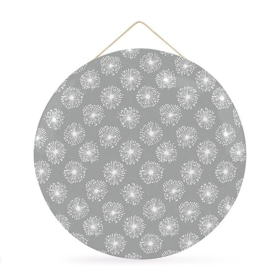 Welcome Sign for Front Door,Gray White Dandelion Round Metal Welcome Front Porch Decoration,Farmhouse Botanical Blossom Wall Hanging Sign for Living Room Kitchen Hallway Housewarming Gift 12''