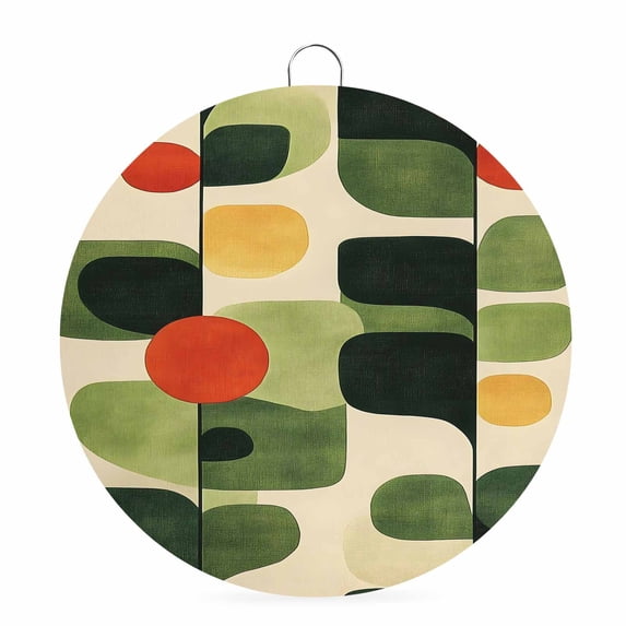 Welcome Sign for Front Door,Green Abstract Round Metal Welcome Front Porch Decoration,Middle Century Minimalist Lines Entryway Wall Hanging Sign for Living Room Kitchen Hallway Housewarming Gift 8''