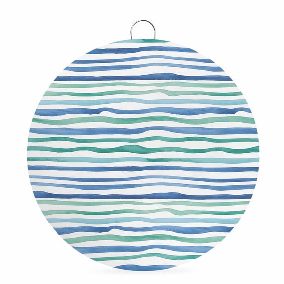 Welcome Sign for Front Door,Green Blue Stripes Round Metal Welcome Front Porch Decoration,Ocean Waves Abstract Modern Art Wall Hanging Sign for Living Room Kitchen Hallway Housewarming Gift 6''