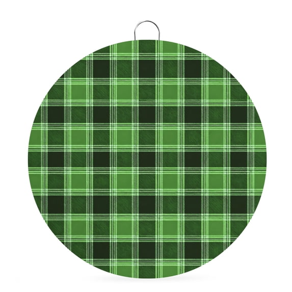 Welcome Sign for Front Door, Green Checkered Round Metal Wall Art Wreaths, Modern Farmhouse Green Buffalo Plaid Outdoor Indoor Wall Hanging Sign for Porch Decor Housewarming Gifts 7.9 Inch