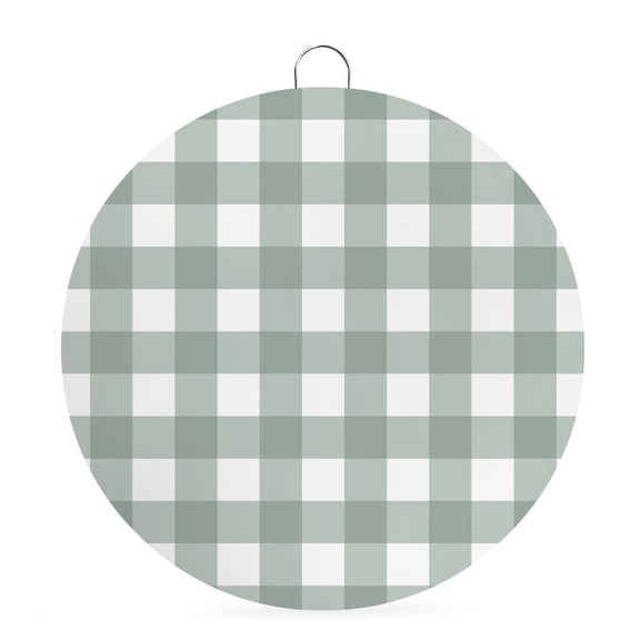 Welcome Sign for Front Door,Green Farmhouse Round Metal Welcome Front Porch Decoration,Buffalo Plaid Check Lattice White Grid Wall Hanging Sign for Living Room Kitchen Hallway Housewarming Gift 6''