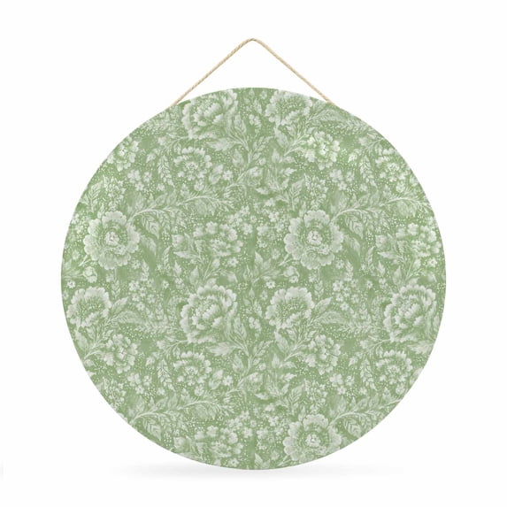 Welcome Sign for Front Door, Green Flowers Round Metal Wall Art Wreaths, Rustic Botanical Floral Leaf Patterned Outdoor Indoor Wall Hanging Sign for Porch Decor Housewarming Gifts 11.8 Inch