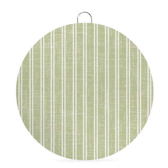 Welcome Sign for Front Door, Green Striped Round Metal Wall Art Wreaths, Farmhouse Geometric Striped Rustic Vintage Outdoor Indoor Wall Hanging Sign for Porch Decor Housewarming Gifts 5.9 Inch