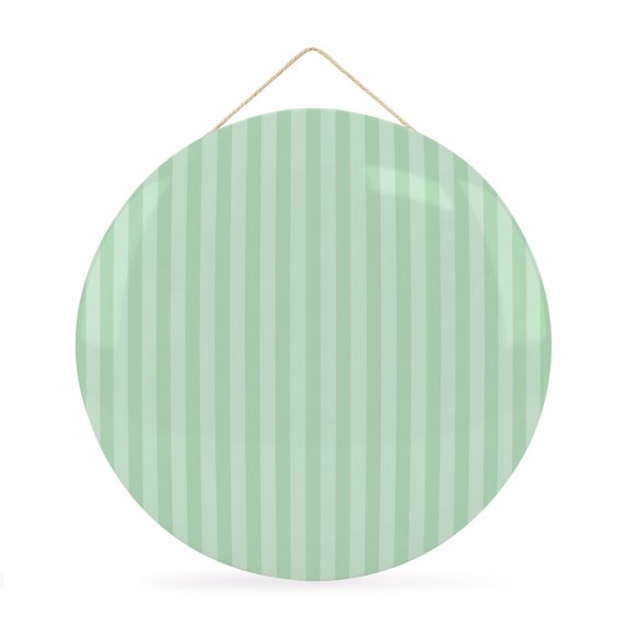 Welcome Sign for Front Door, Green Stripes Round Metal Wall Art Wreaths, Modern Vertical Lines Geometric Minimalist Outdoor Indoor Wall Hanging Sign for Porch Decor Housewarming Gifts 11.8 Inch