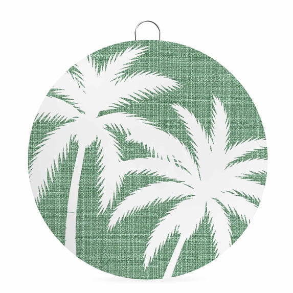 Welcome Sign for Front Door, Green Tropical Tree Round Metal Wall Art Wreaths, Summer Coastal Palm Trees Outdoor Indoor Wall Hanging Sign for Porch Decor Housewarming Gifts 7.9 Inch