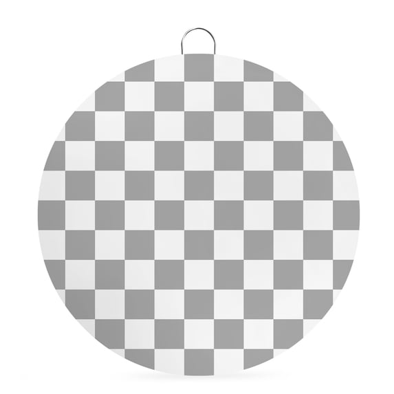 Welcome Sign for Front Door, Grey Checkered Round Metal Wall Art Wreaths, Geometric Gray Buffalo Plaid Outdoor Indoor Wall Hanging Sign for Porch Decor Housewarming Gifts 7.9 Inch