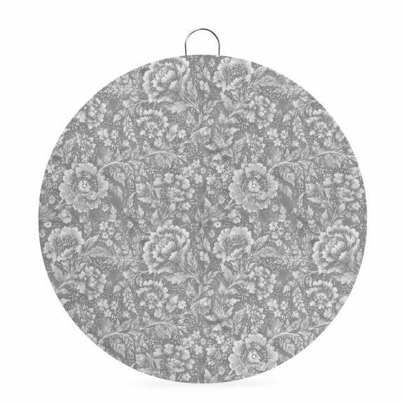 Welcome Sign for Front Door, Grey Flowers Round Metal Wall Art Wreaths, Farmhouse Vintage Blooms Floral Vines Outdoor Indoor Wall Hanging Sign for Porch Decor Housewarming Gifts 5.9 Inch
