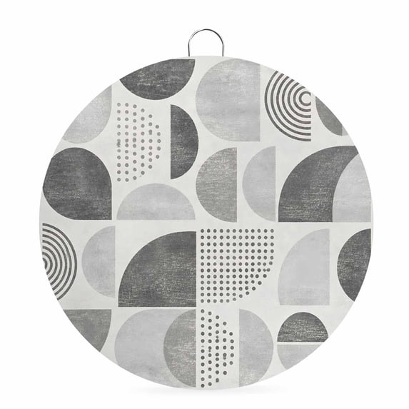 Welcome Sign for Front Door, Grey Ombre Geometric Round Metal Wall Art Wreaths, Middle Century Vintage Abstract Art Outdoor Indoor Wall Hanging Sign for Porch Decor Housewarming Gifts 5.9 Inch