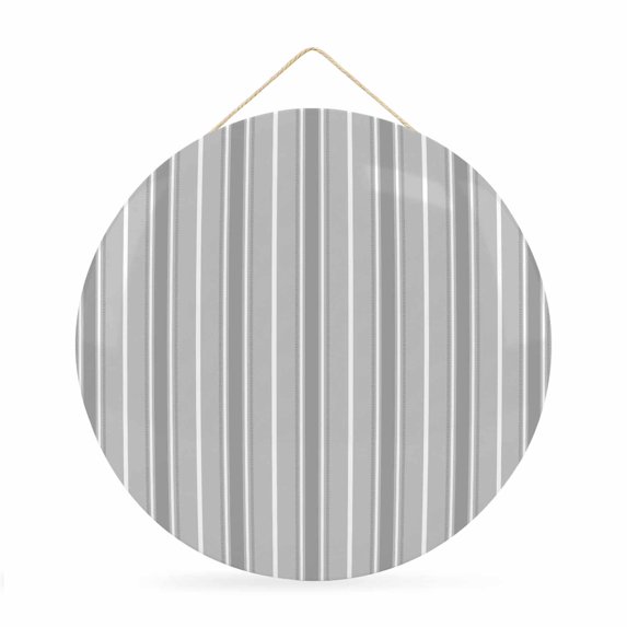 Welcome Sign for Front Door, Grey Stripe Round Metal Wall Art Wreaths, Modern Minimalist Geometric Striped Outdoor Indoor Wall Hanging Sign for Porch Decor Housewarming Gifts 11.8 Inch